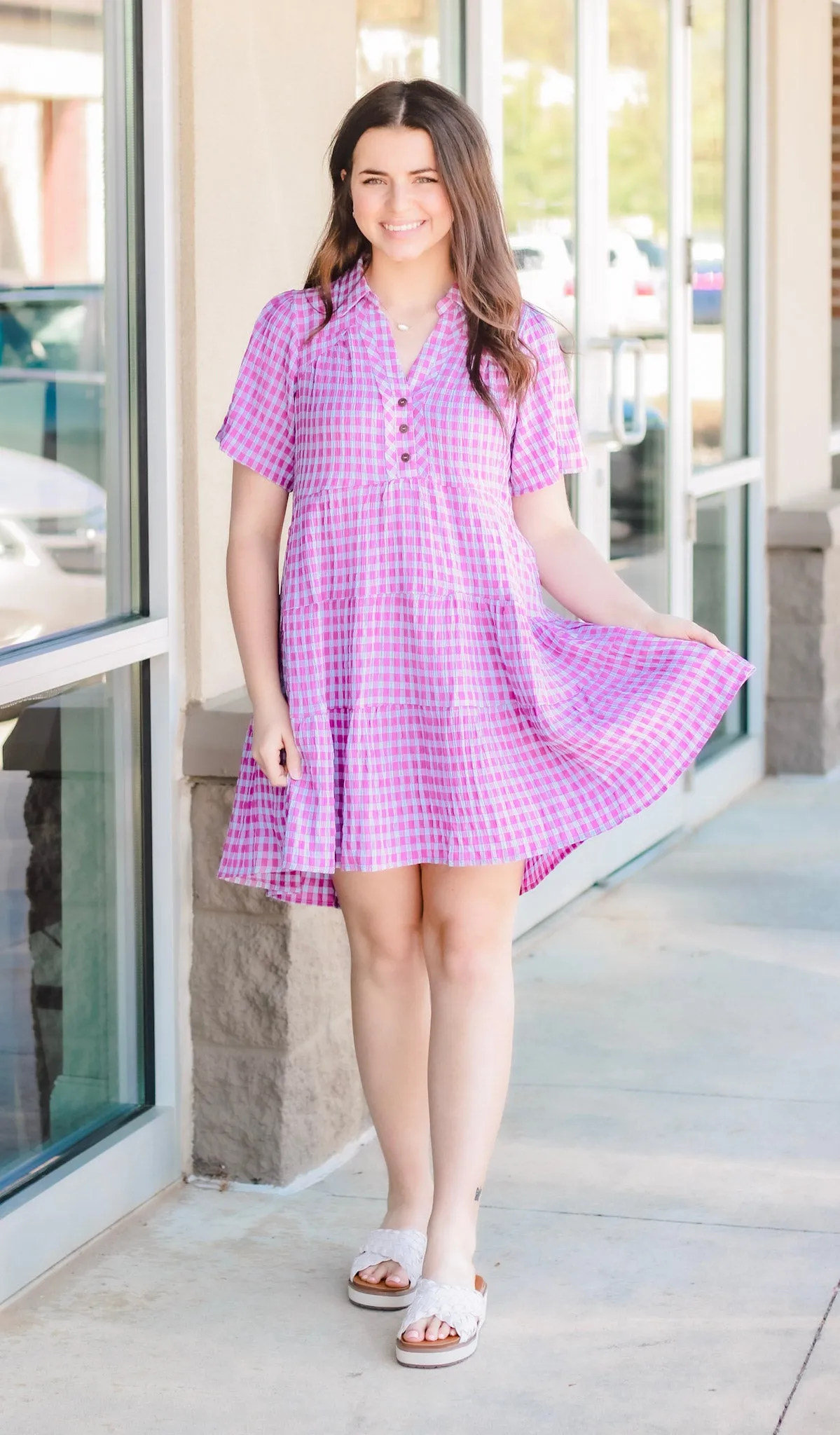 Gingham Girl Purple/Blue Dress