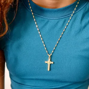 Gold Virgin Mary Accent Cross Necklace