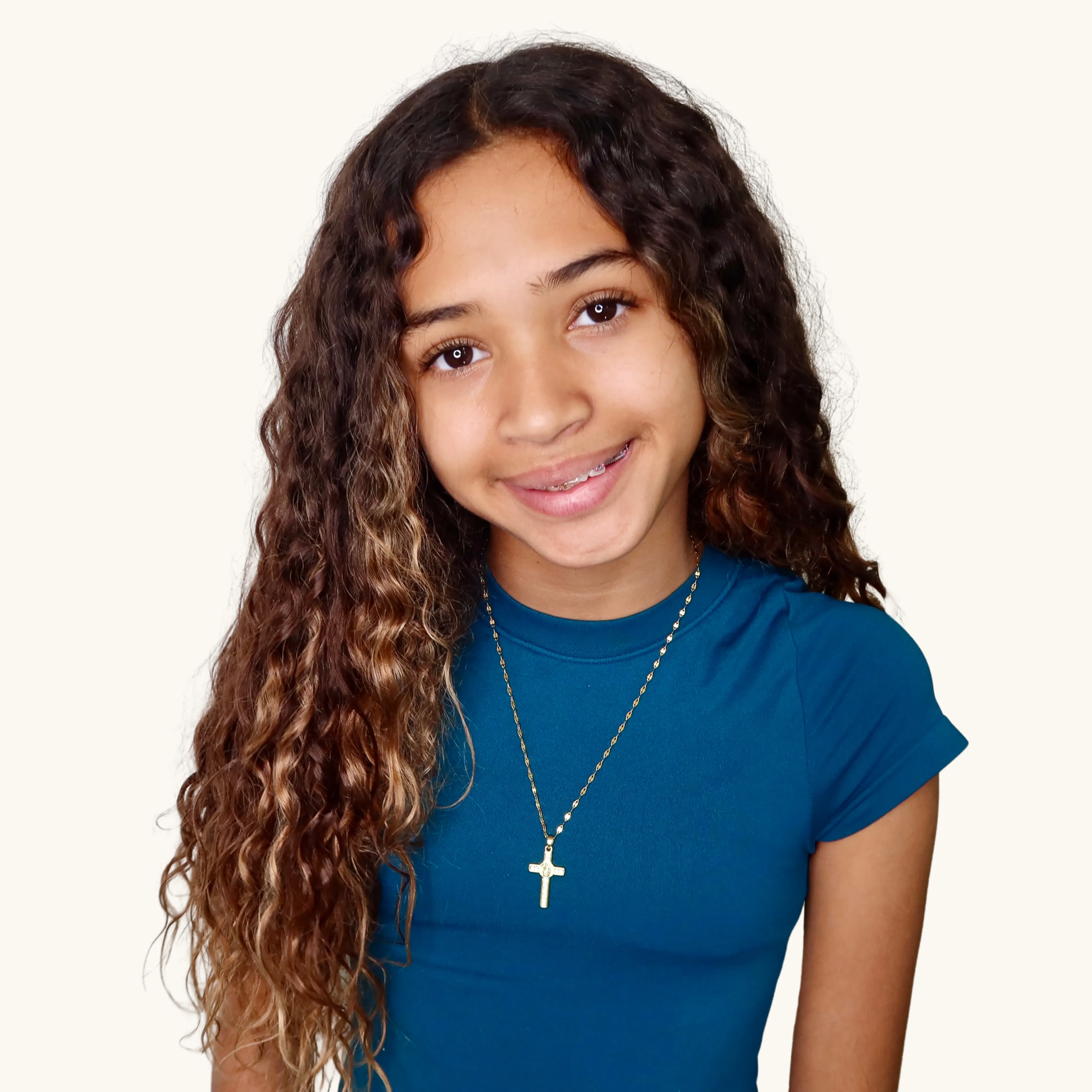 Gold Virgin Mary Accent Cross Necklace