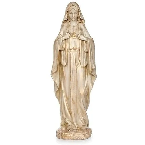 Golden Immaculate Heart of Mary Statue - 13 3/4"