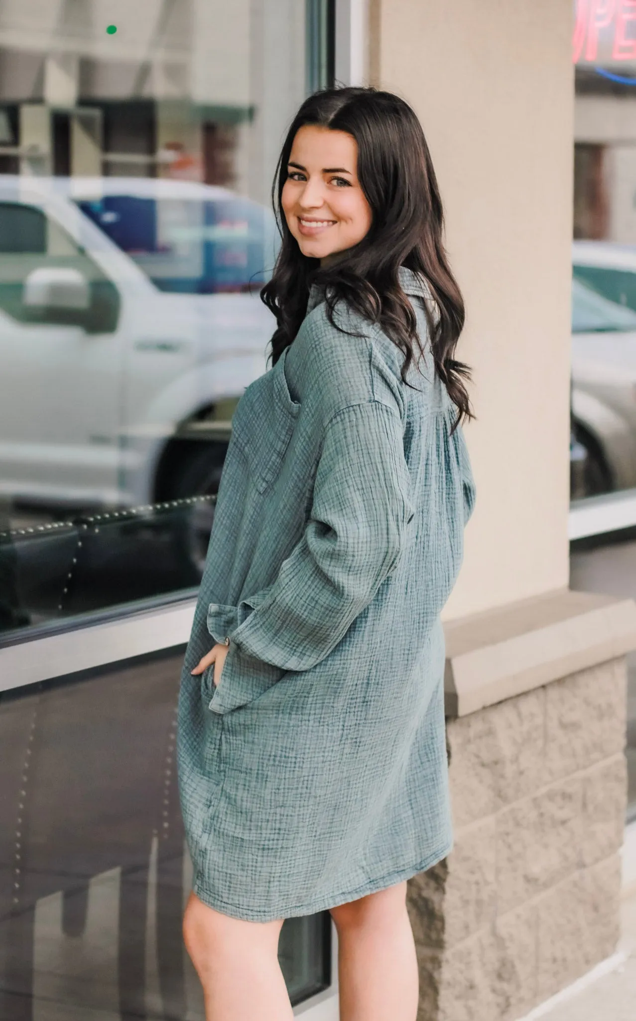 Gotta Pick a Favorite Slate Dress