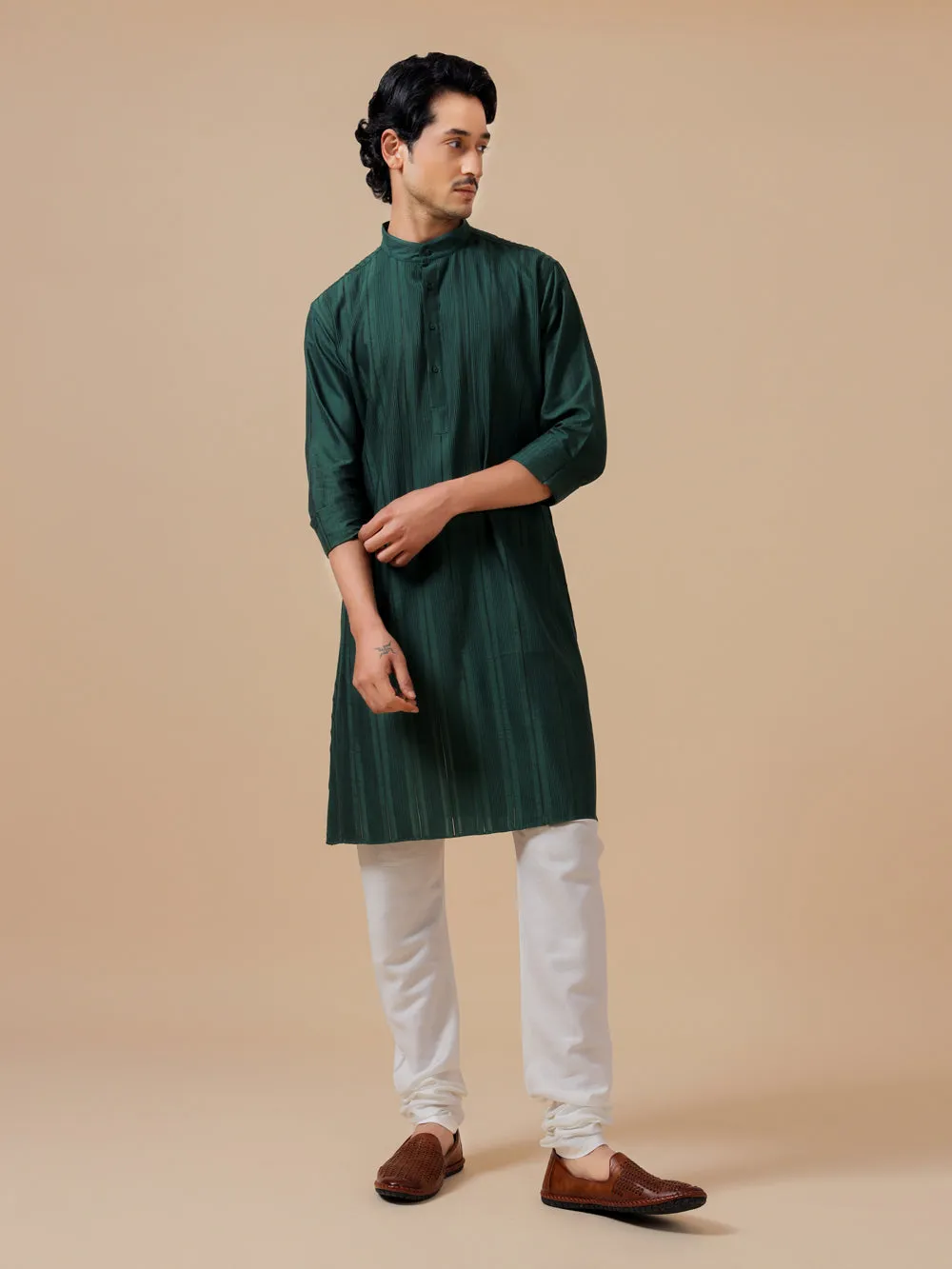 Green Silk Kurta