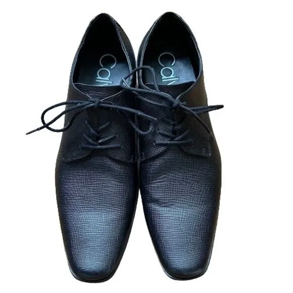 GUC Calvin Klein Men's Brodie Weave Emboss Black Oxford Shoe. Size 11.5 M.