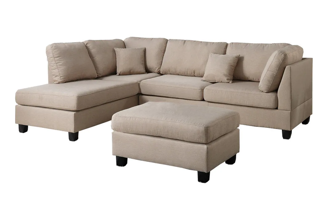 Hemphill 104" Wide Reversible Sofa & Chaise with Ottoman Latitude Run® Upholstery Color: Sand