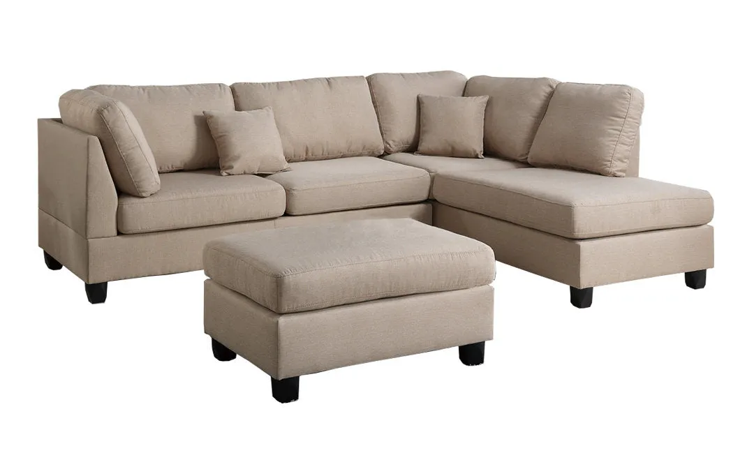 Hemphill 104" Wide Reversible Sofa & Chaise with Ottoman Latitude Run® Upholstery Color: Sand
