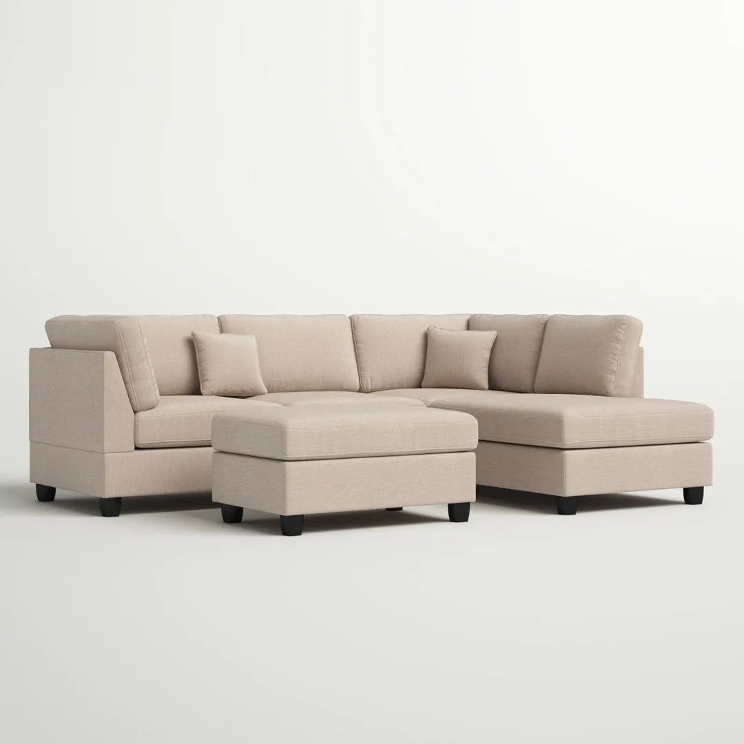 Hemphill 104" Wide Reversible Sofa & Chaise with Ottoman Latitude Run® Upholstery Color: Sand