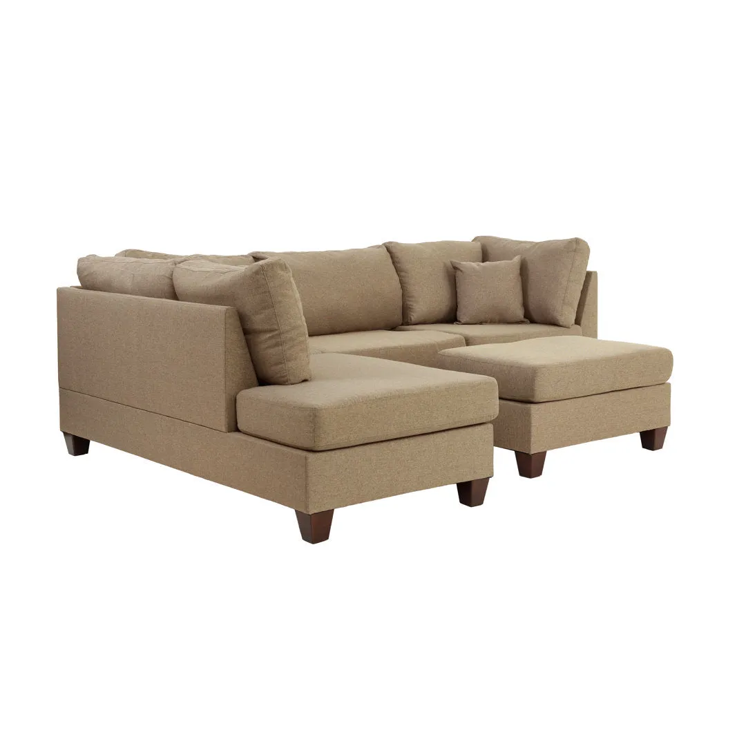 Hemphill 104" Wide Reversible Sofa & Chaise with Ottoman Latitude Run® Upholstery Color: Sand