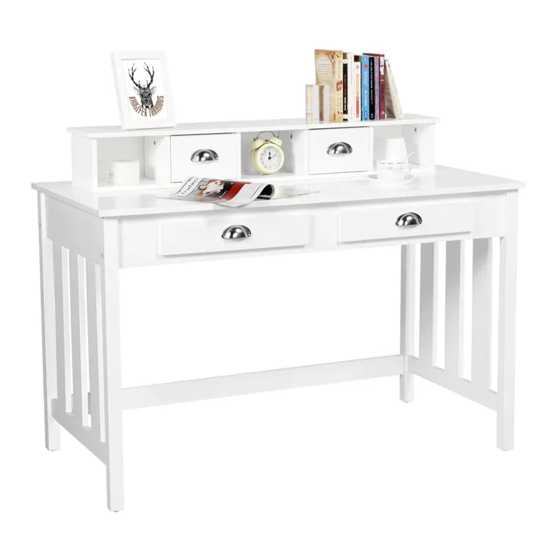 High Quality Hutch Desk cum Dressing Table | Storage Shelves & Drawer | White | Older Children & Adults