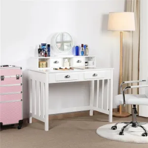 High Quality Hutch Desk cum Dressing Table | Storage Shelves & Drawer | White | Older Children & Adults