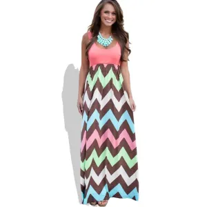 High Quality Women Summer Dress Striped Print Long Dress Beach Boho Maxi Dress Feminine Plus Size