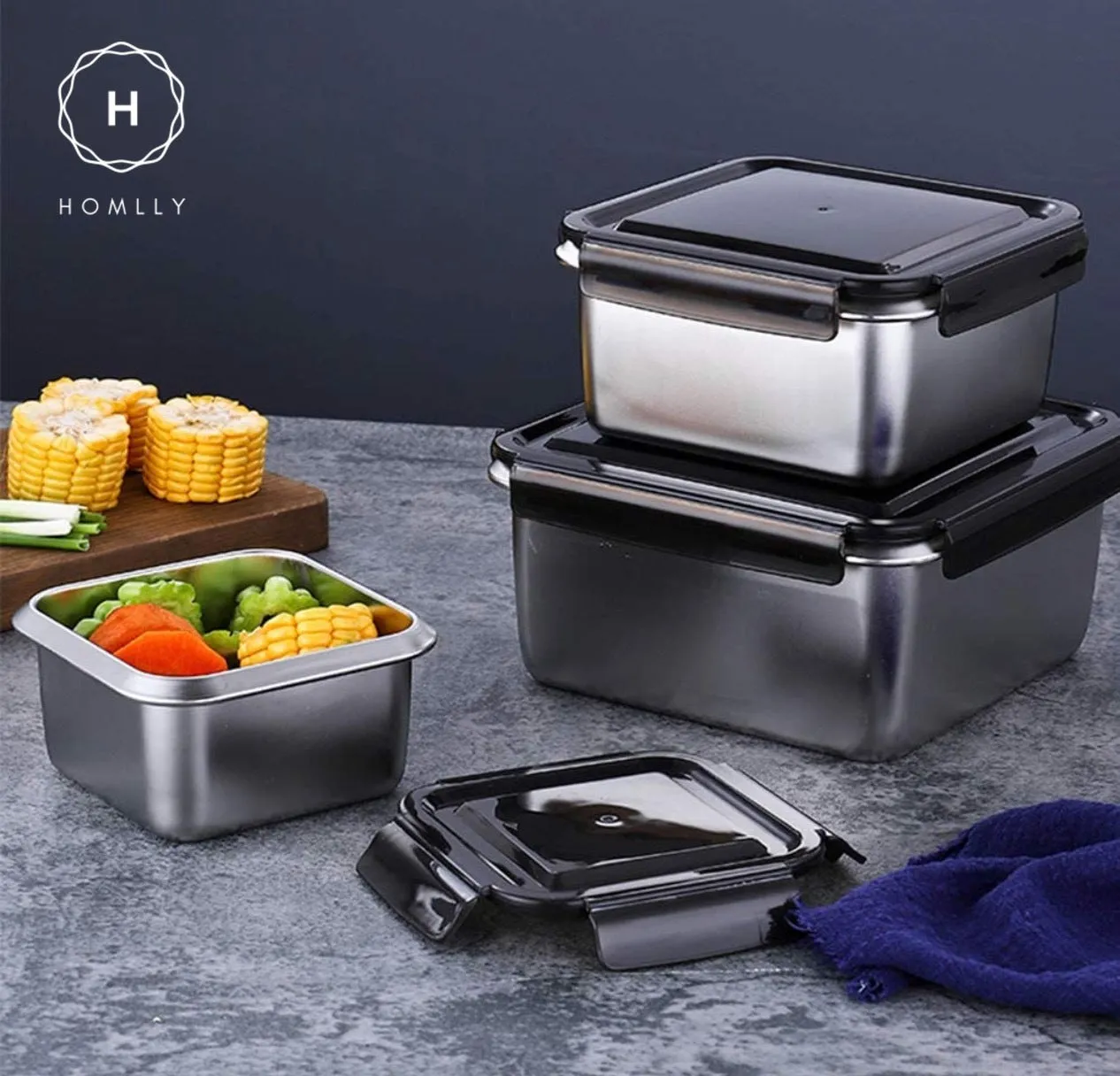 Homlly Stainless Steel Leak Proof Food Storage Lunch Box Container (Various Sizes)