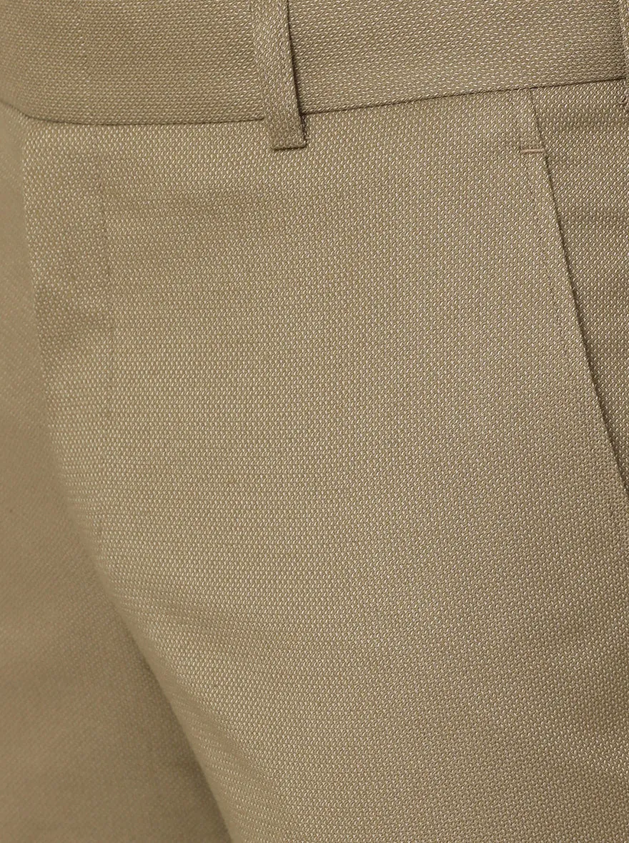 Khaki Solid Slim Fit Formal Trouser | Greenfibre