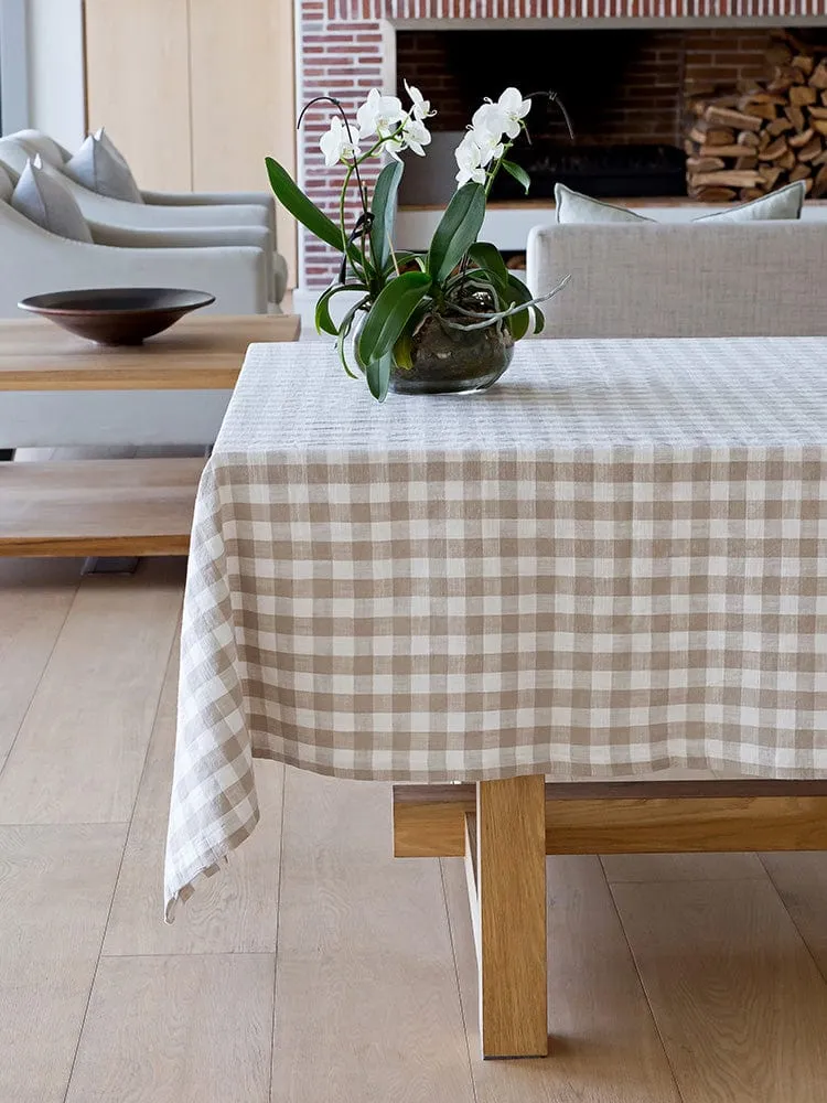 Linen House Tablecloth Oxford Check Beige