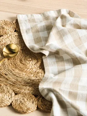 Linen House Tablecloth Oxford Check Beige
