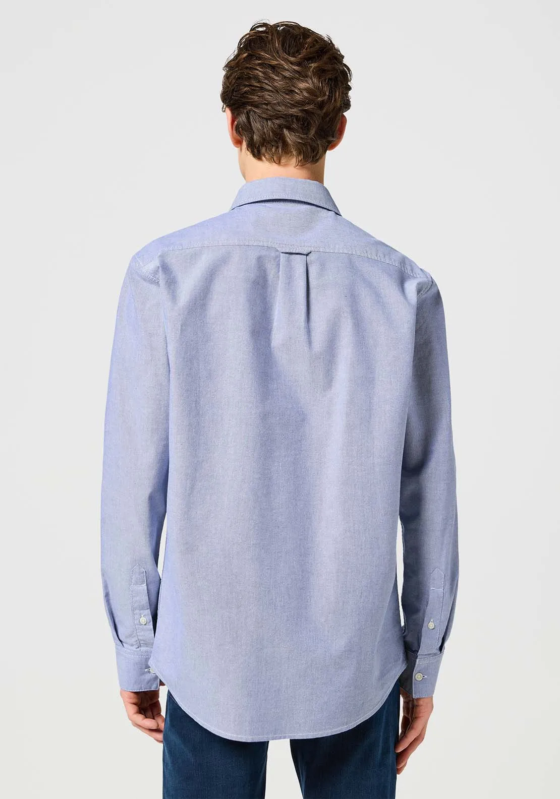 Long Sleeve Chambray Plain Shirt - Blue