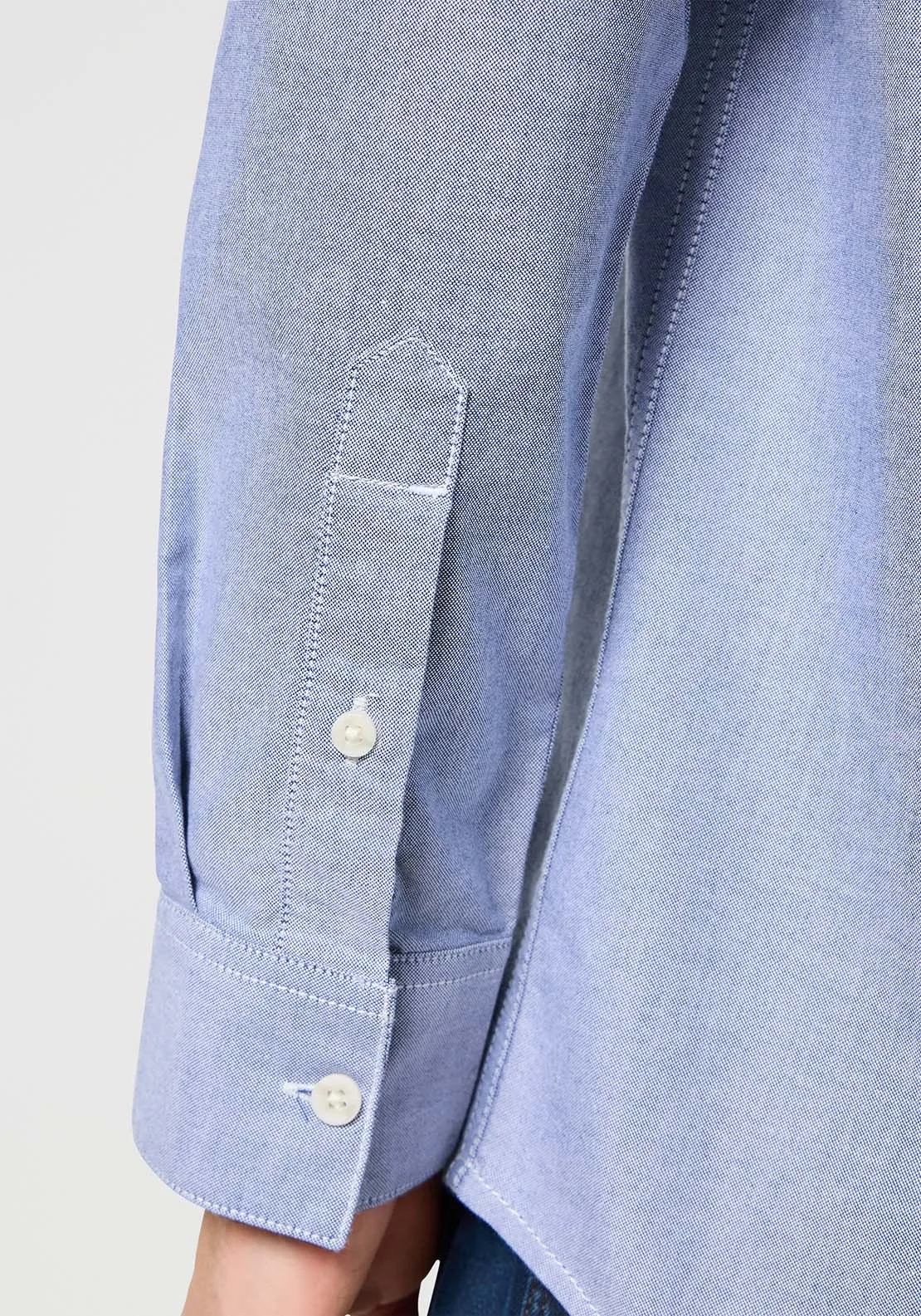 Long Sleeve Chambray Plain Shirt - Blue