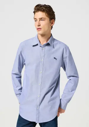 Long Sleeve Chambray Plain Shirt - Blue