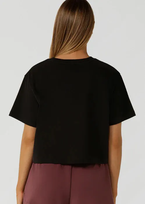 Lorna Jane Go-To Classic Crop T-shirt - Black