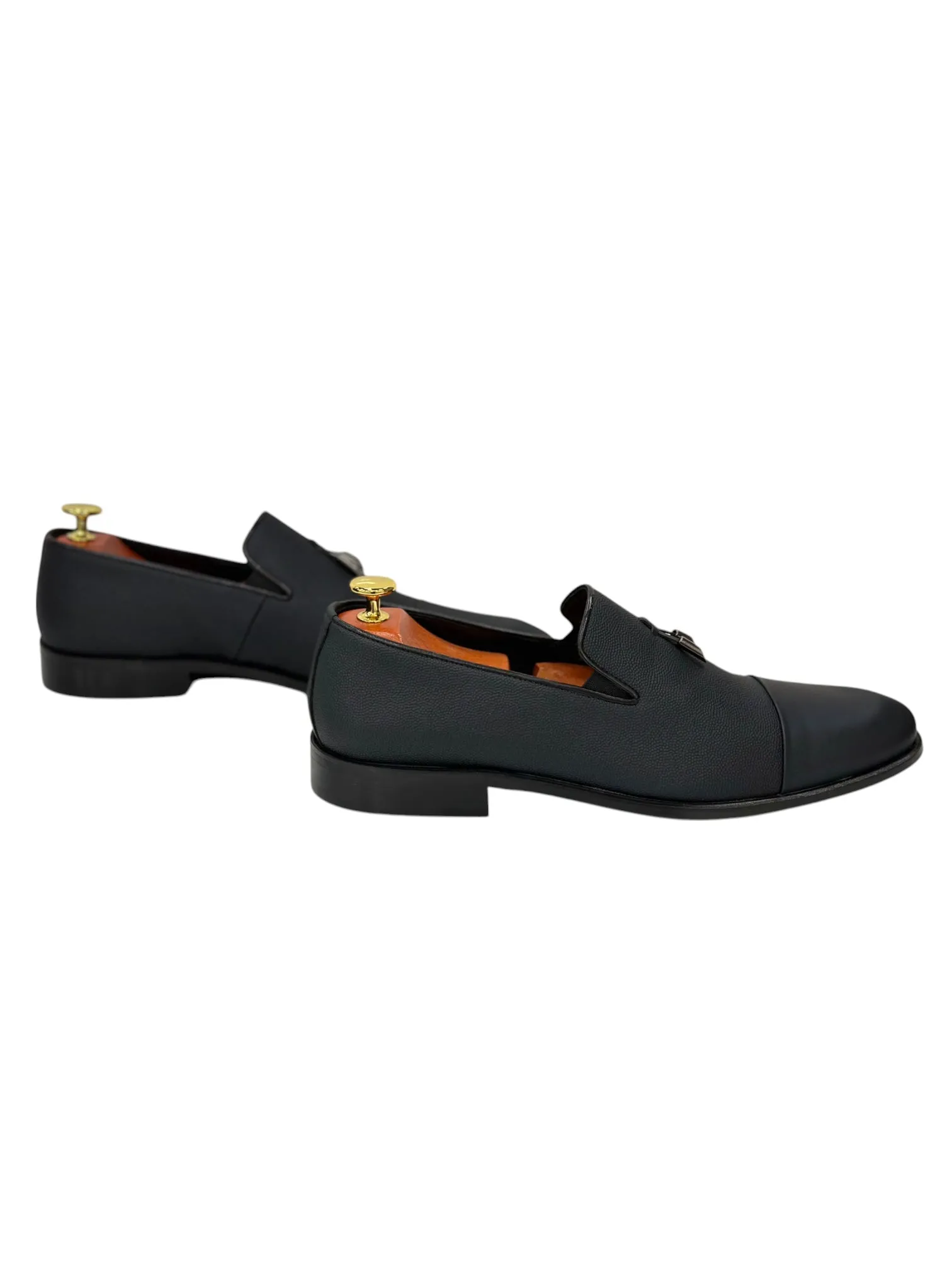 Luxury Shoes-Matt Finish Leather-Detailed Metallic Finish -212-2385
