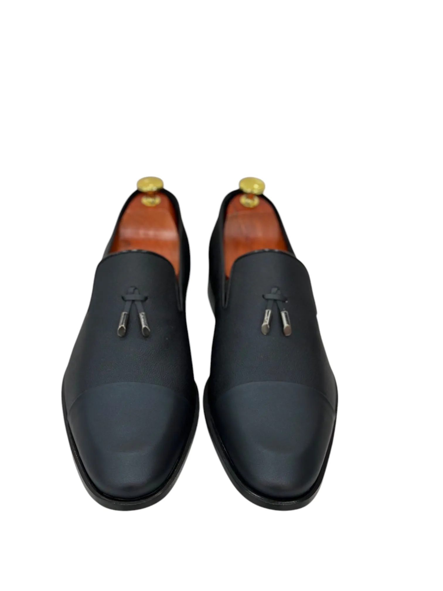 Luxury Shoes-Matt Finish Leather-Detailed Metallic Finish -212-2385