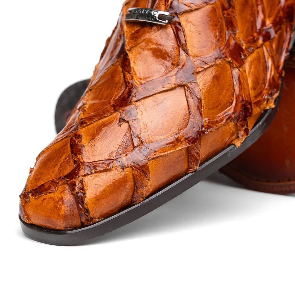 Marco Di Milano Olivieri in Cognac Pirarucu Oxford Dress Shoes