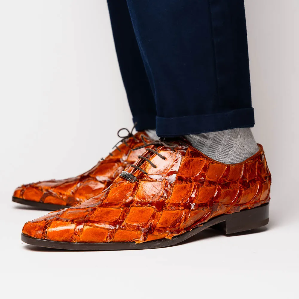 Marco Di Milano Olivieri in Cognac Pirarucu Oxford Dress Shoes