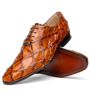 Marco Di Milano Olivieri in Cognac Pirarucu Oxford Dress Shoes