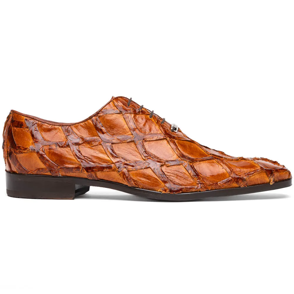 Marco Di Milano Olivieri in Cognac Pirarucu Oxford Dress Shoes