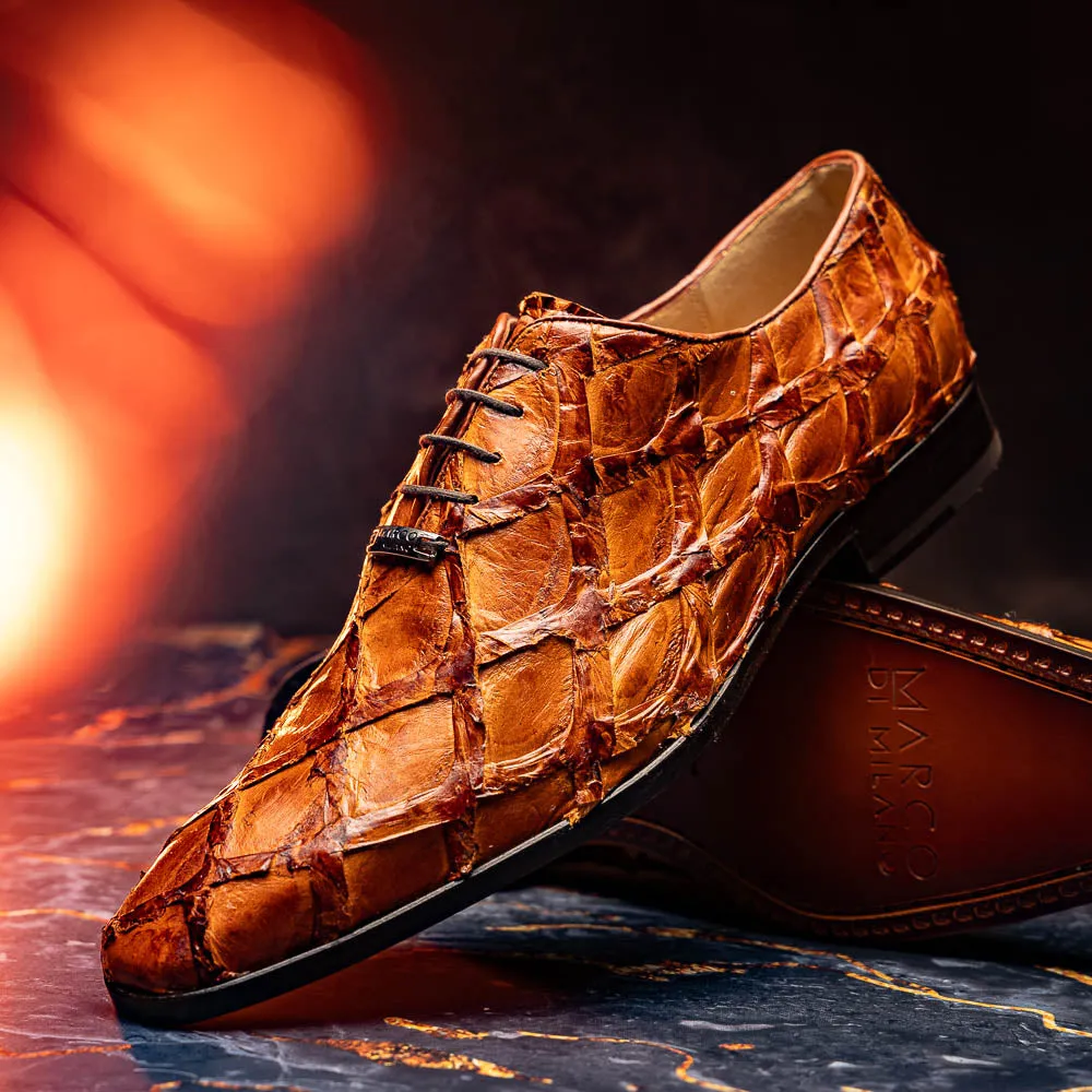 Marco Di Milano Olivieri in Cognac Pirarucu Oxford Dress Shoes