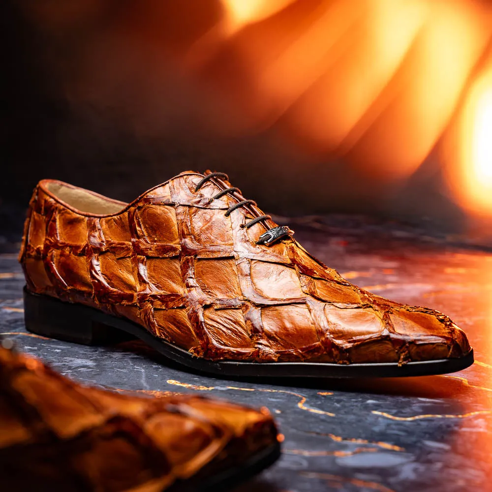 Marco Di Milano Olivieri in Cognac Pirarucu Oxford Dress Shoes