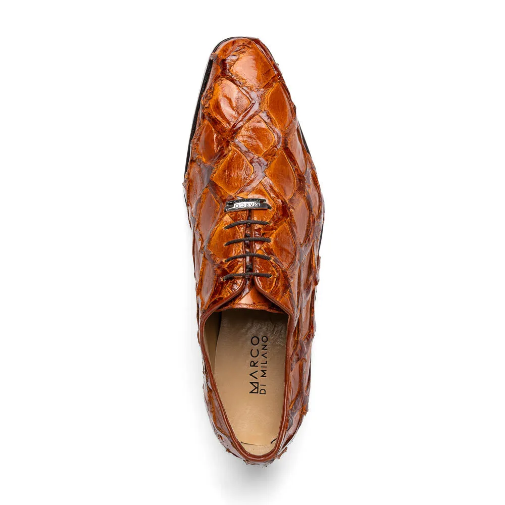 Marco Di Milano Olivieri in Cognac Pirarucu Oxford Dress Shoes