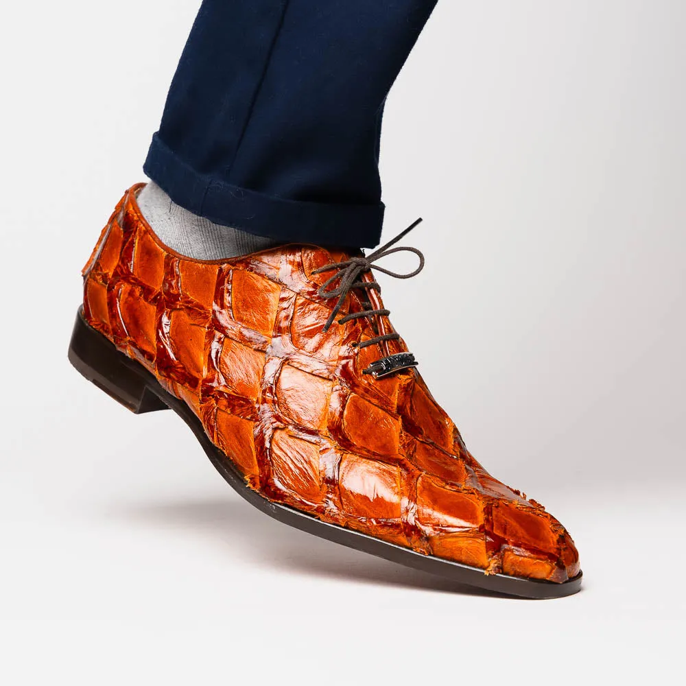 Marco Di Milano Olivieri in Cognac Pirarucu Oxford Dress Shoes