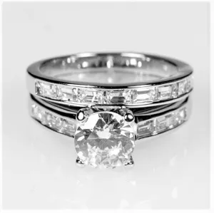 Mary 1.5ct Round CZ Engagement Ring Set | 2.8ct