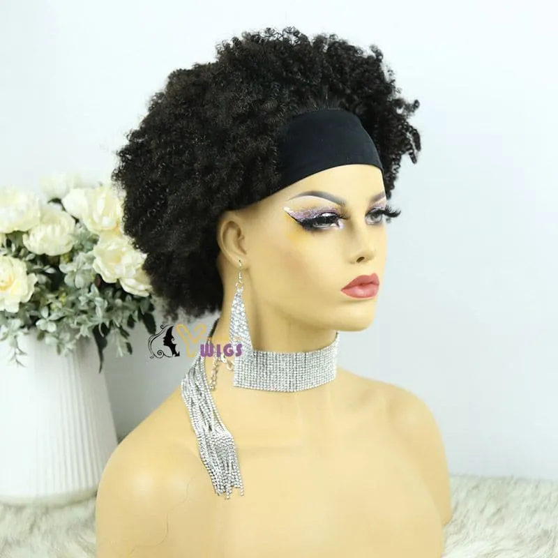 Mary Afro Kinky Curly Human Hair Headband Wig