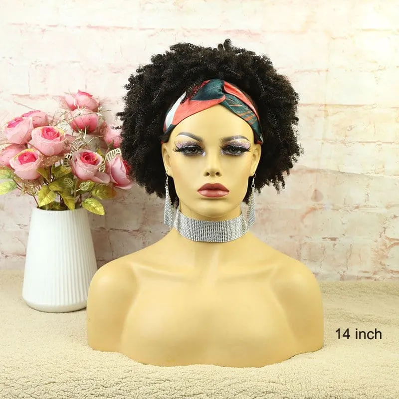Mary Afro Kinky Curly Human Hair Headband Wig