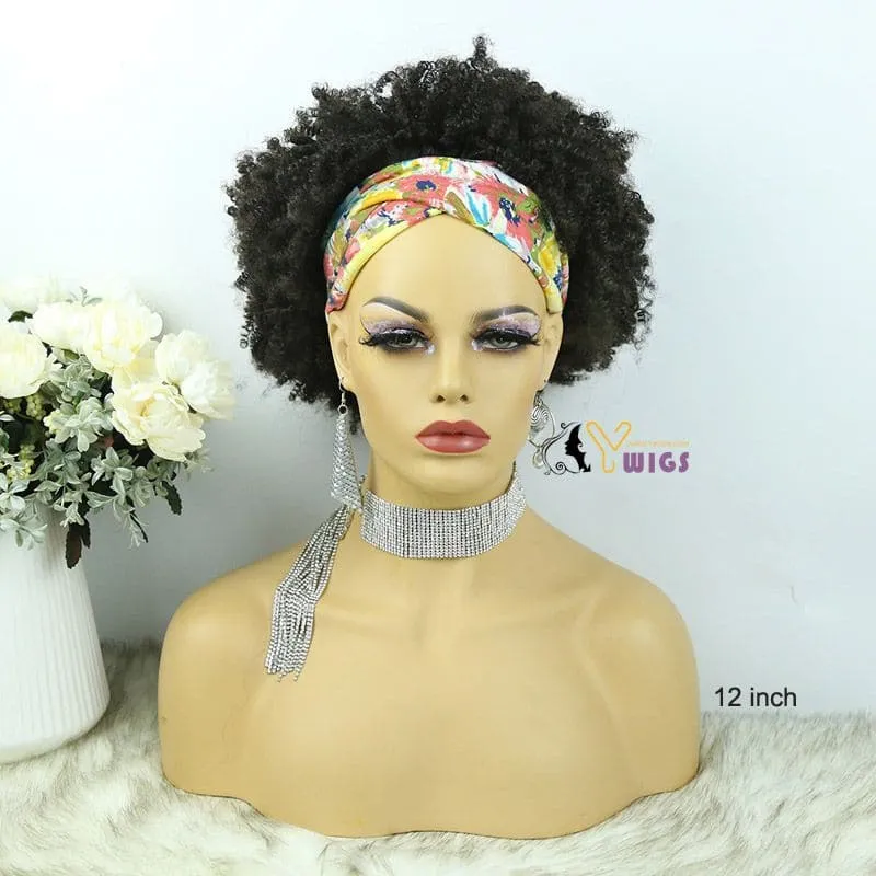 Mary Afro Kinky Curly Human Hair Headband Wig