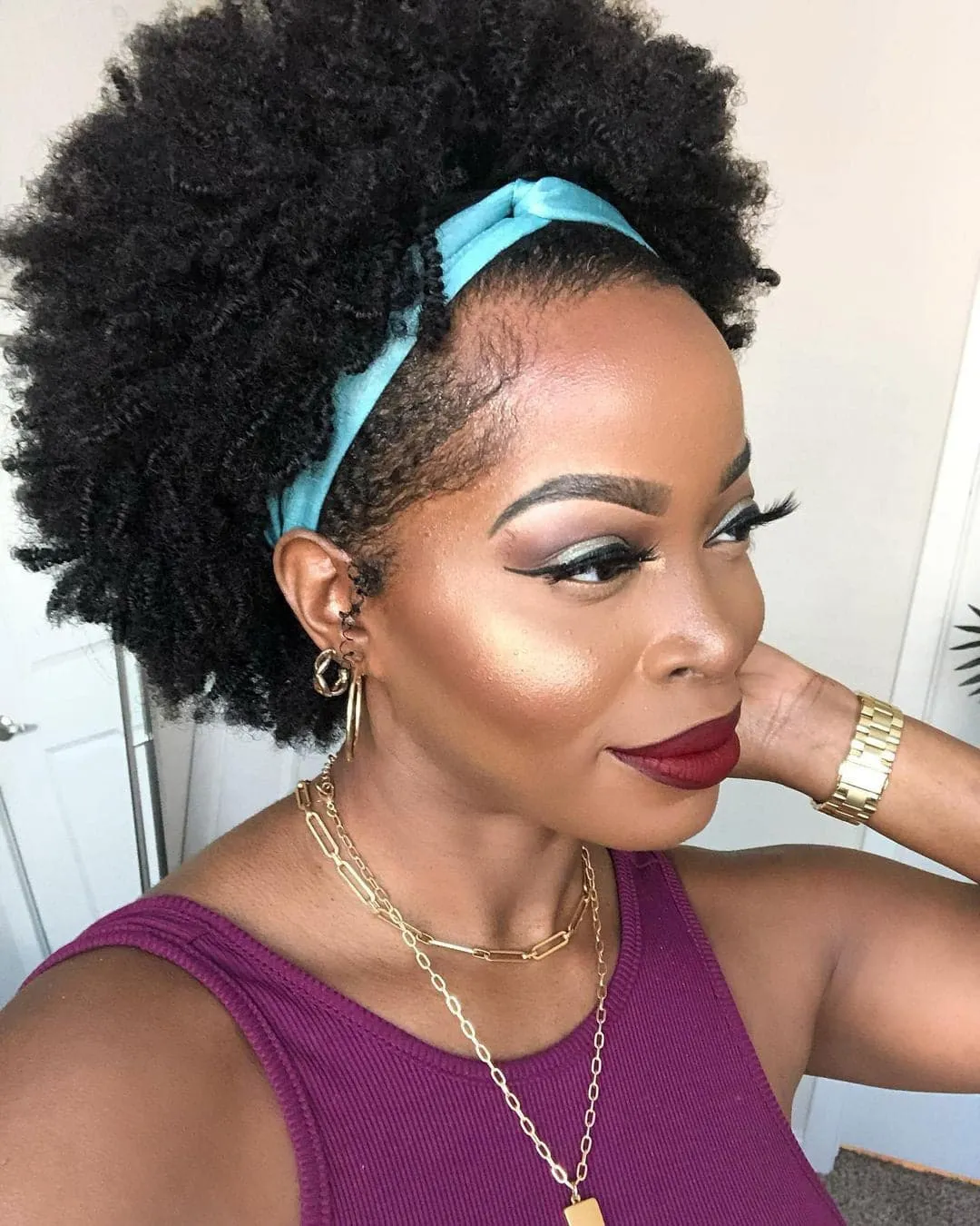 Mary Afro Kinky Curly Human Hair Headband Wig