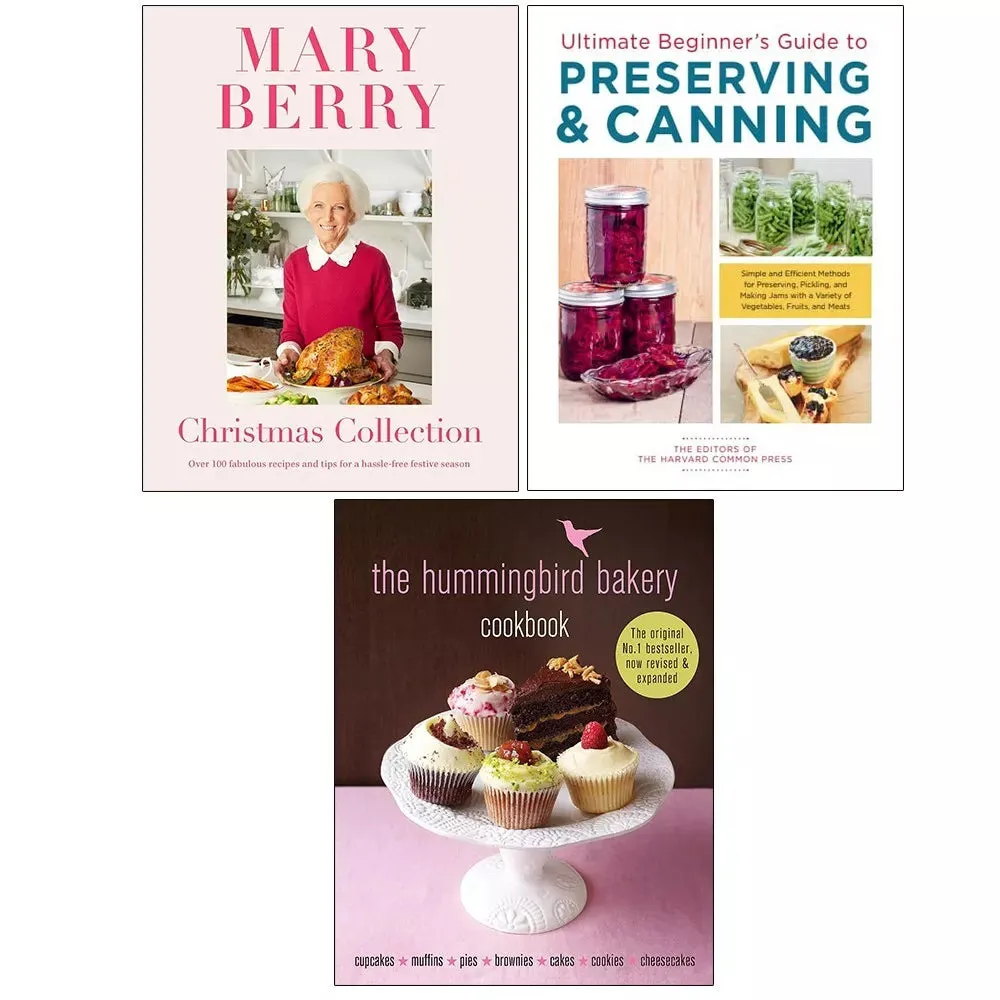Mary Berry's Christmas,Hummingbird Bakery Cookbook HB,Preserving Canning 3 Books Set