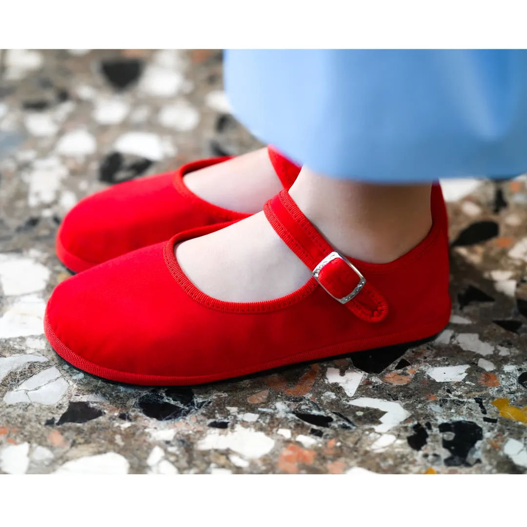 Mary Jane bimba velluto Rosso