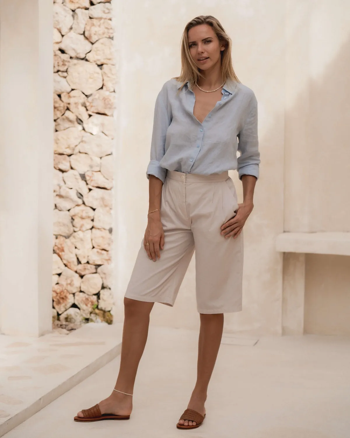 Mary - Linen Shirt in Light Blue