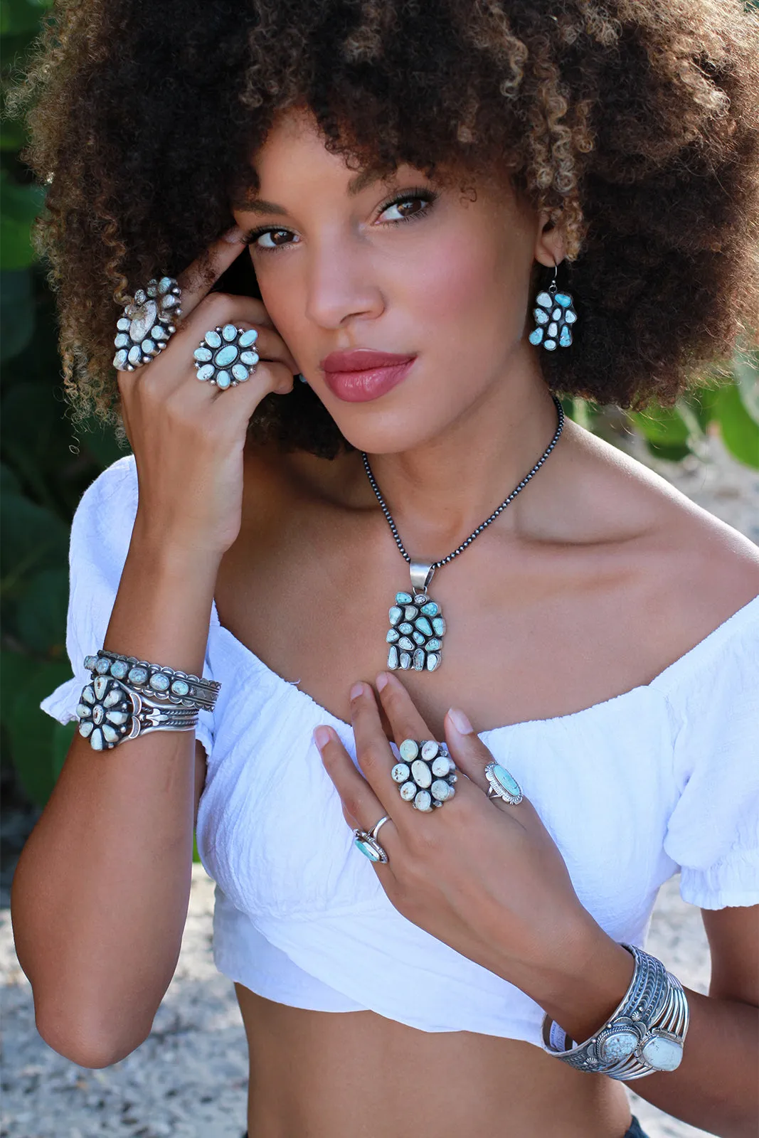 Mary Spencer Dry Creek White Turquoise Cluster Ring (size 8)