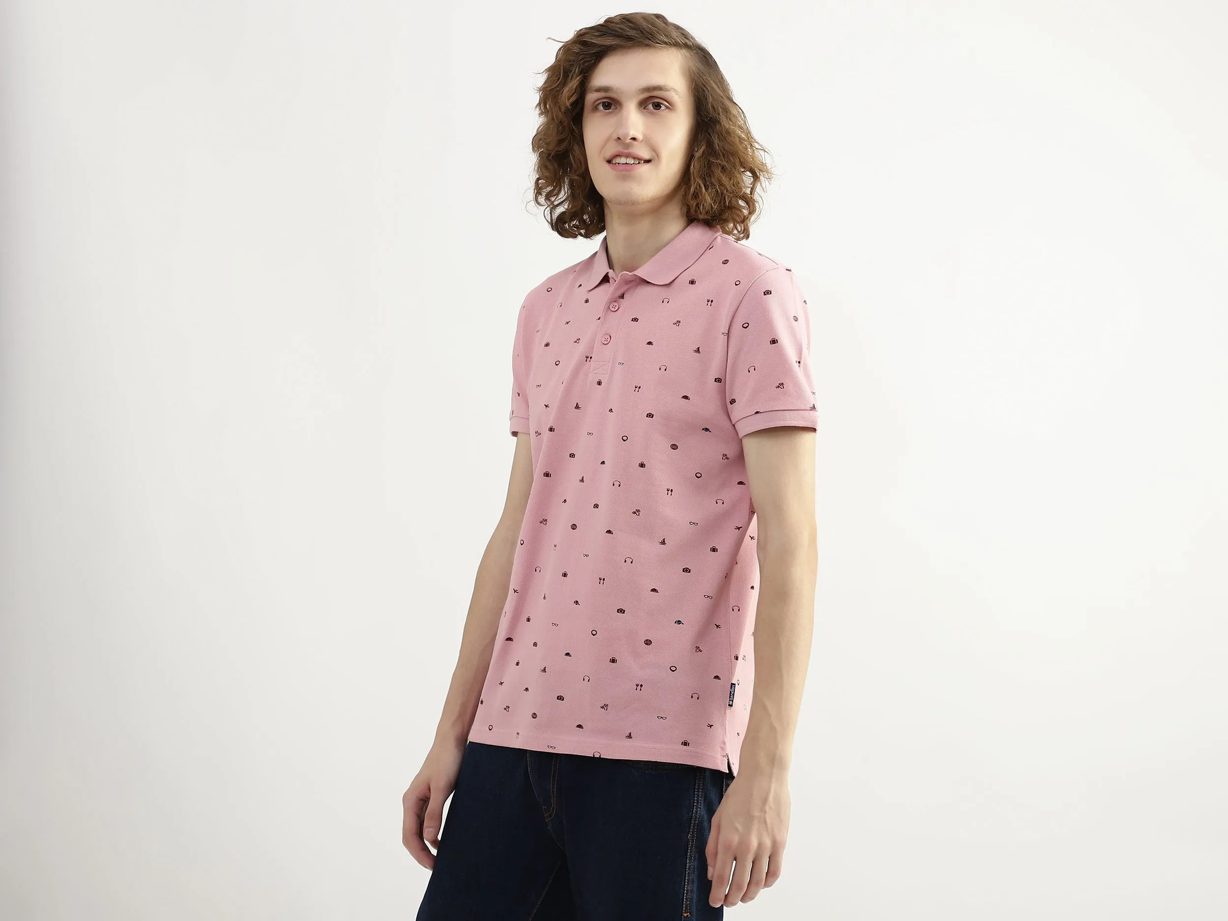Men Printed Polo Collar T-shirt