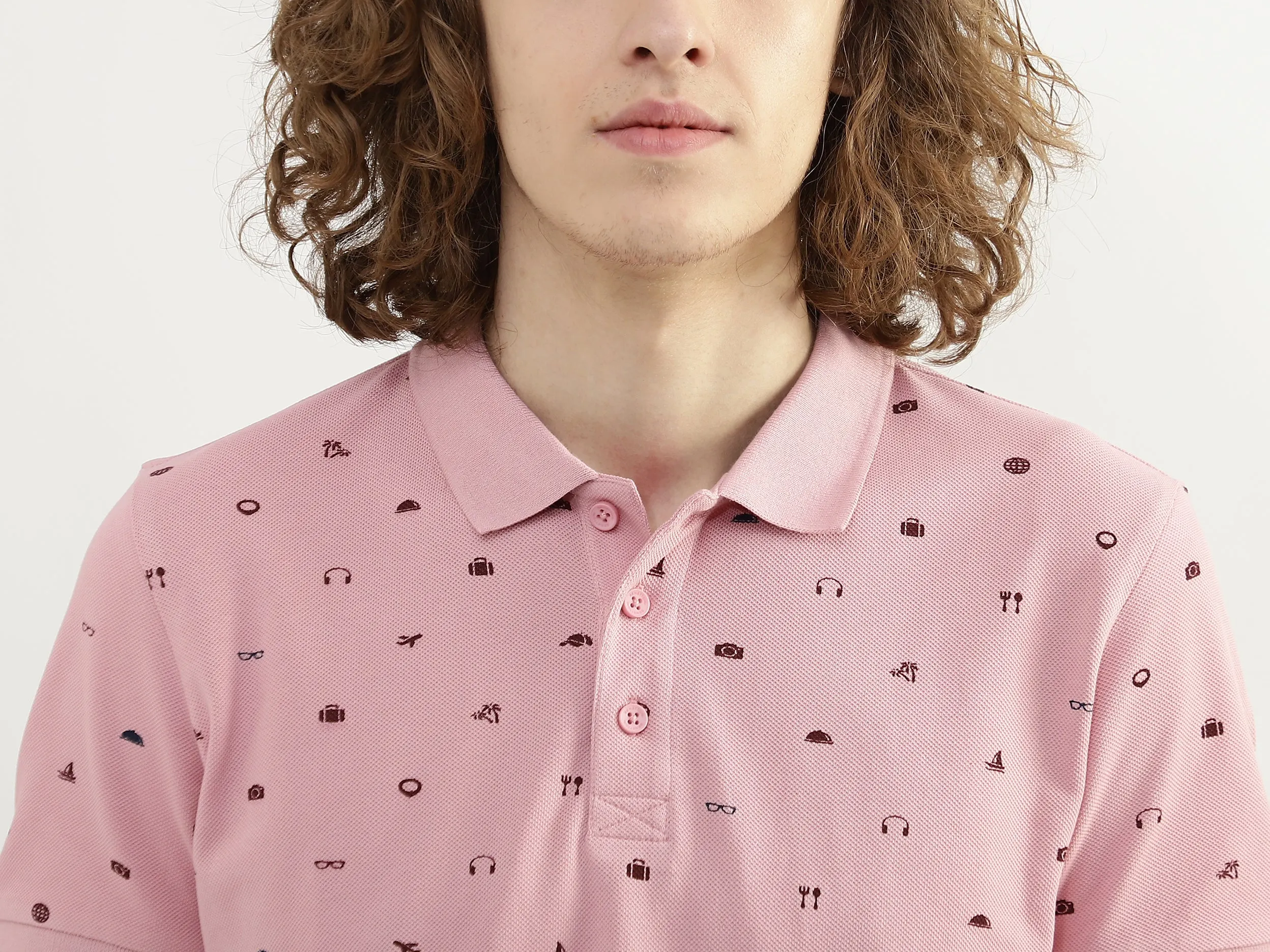 Men Printed Polo Collar T-shirt