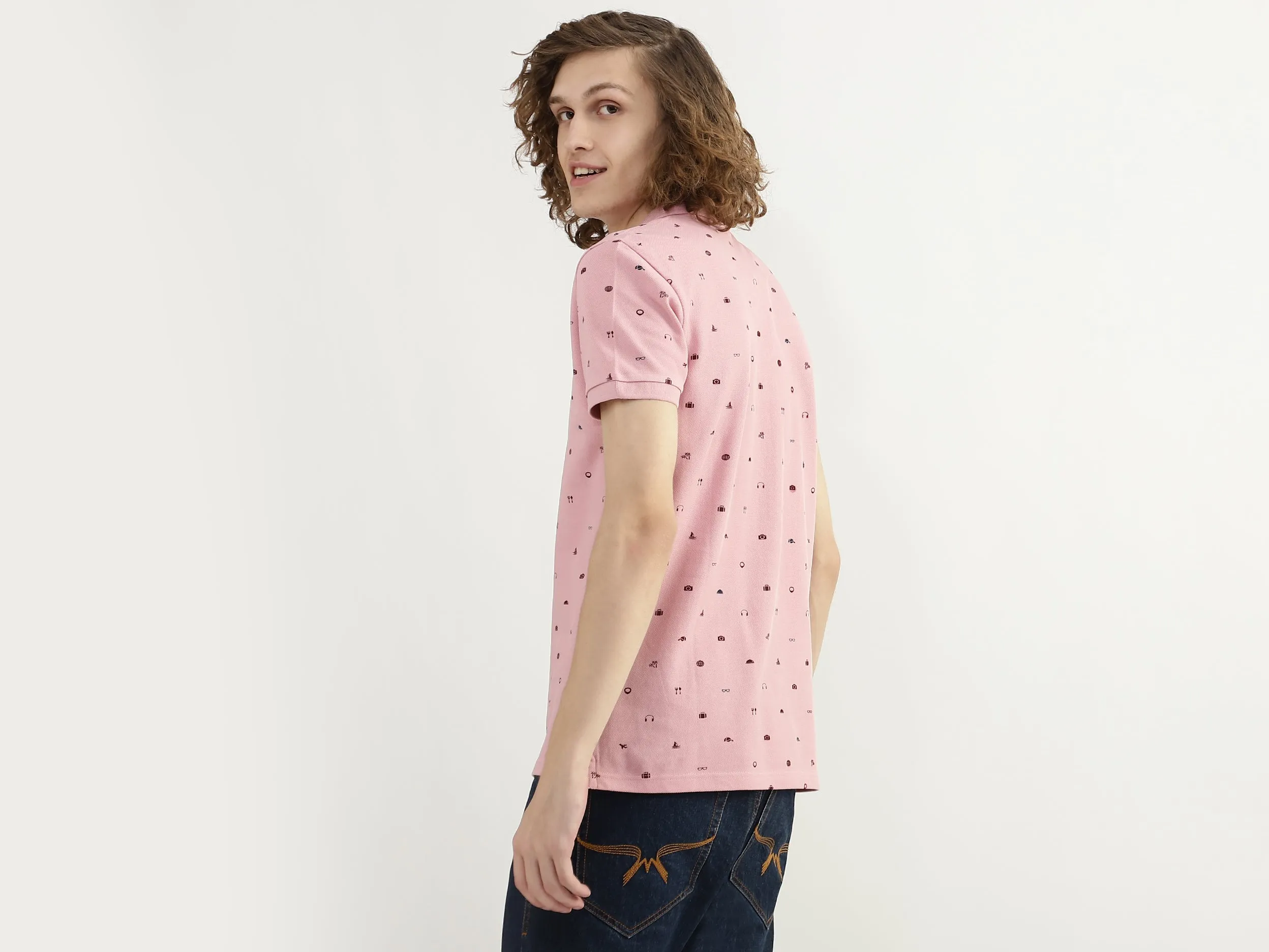 Men Printed Polo Collar T-shirt