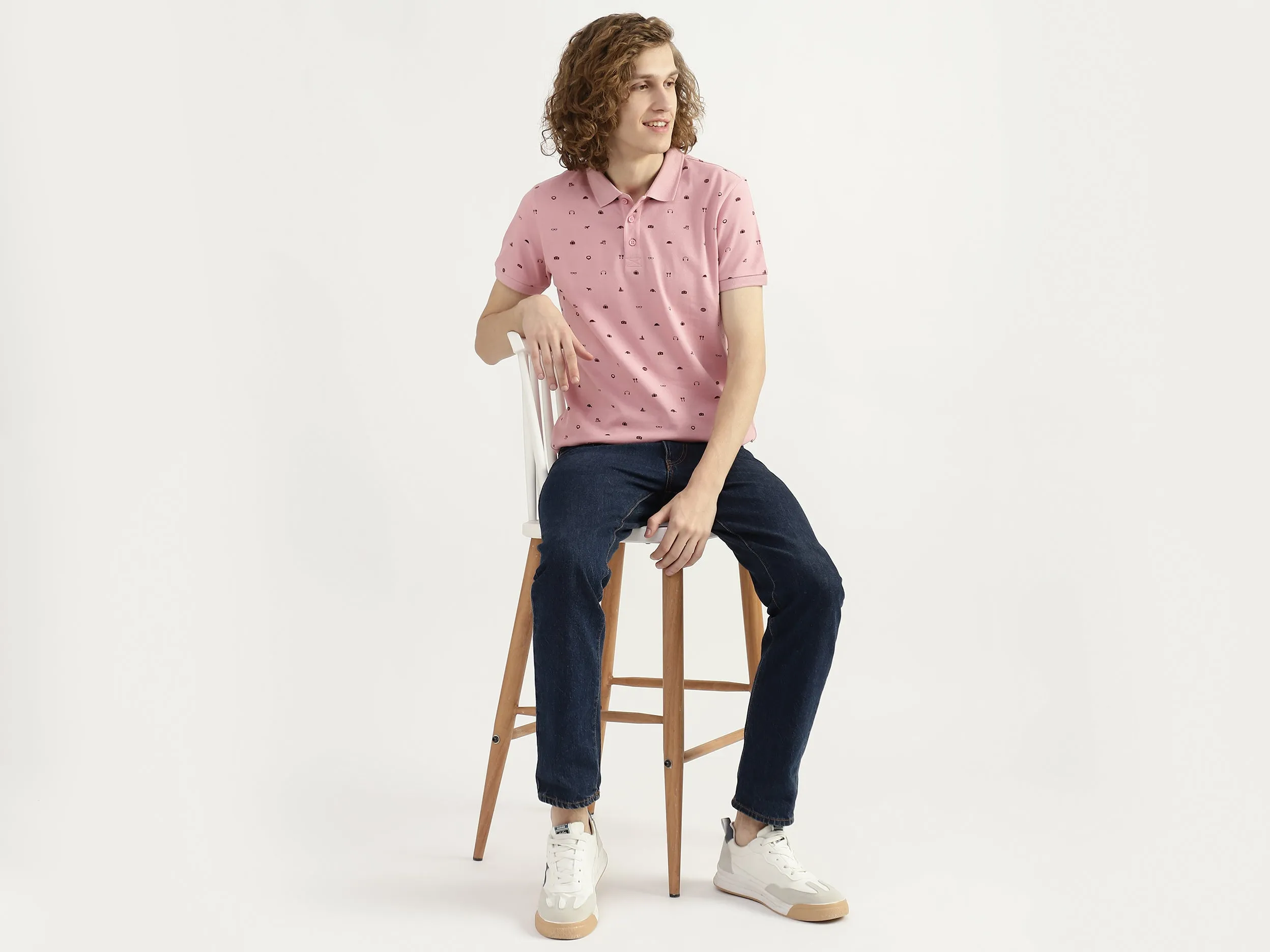 Men Printed Polo Collar T-shirt