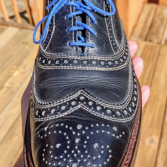 Men's Allen Edmonds Neumok 2.0 Navy size 13 A Wingtip Brogue shoes Made in U.S.A