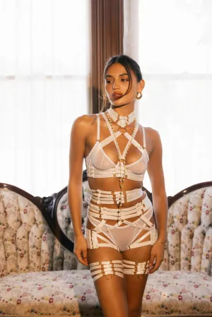 Moette White Garter Suspender