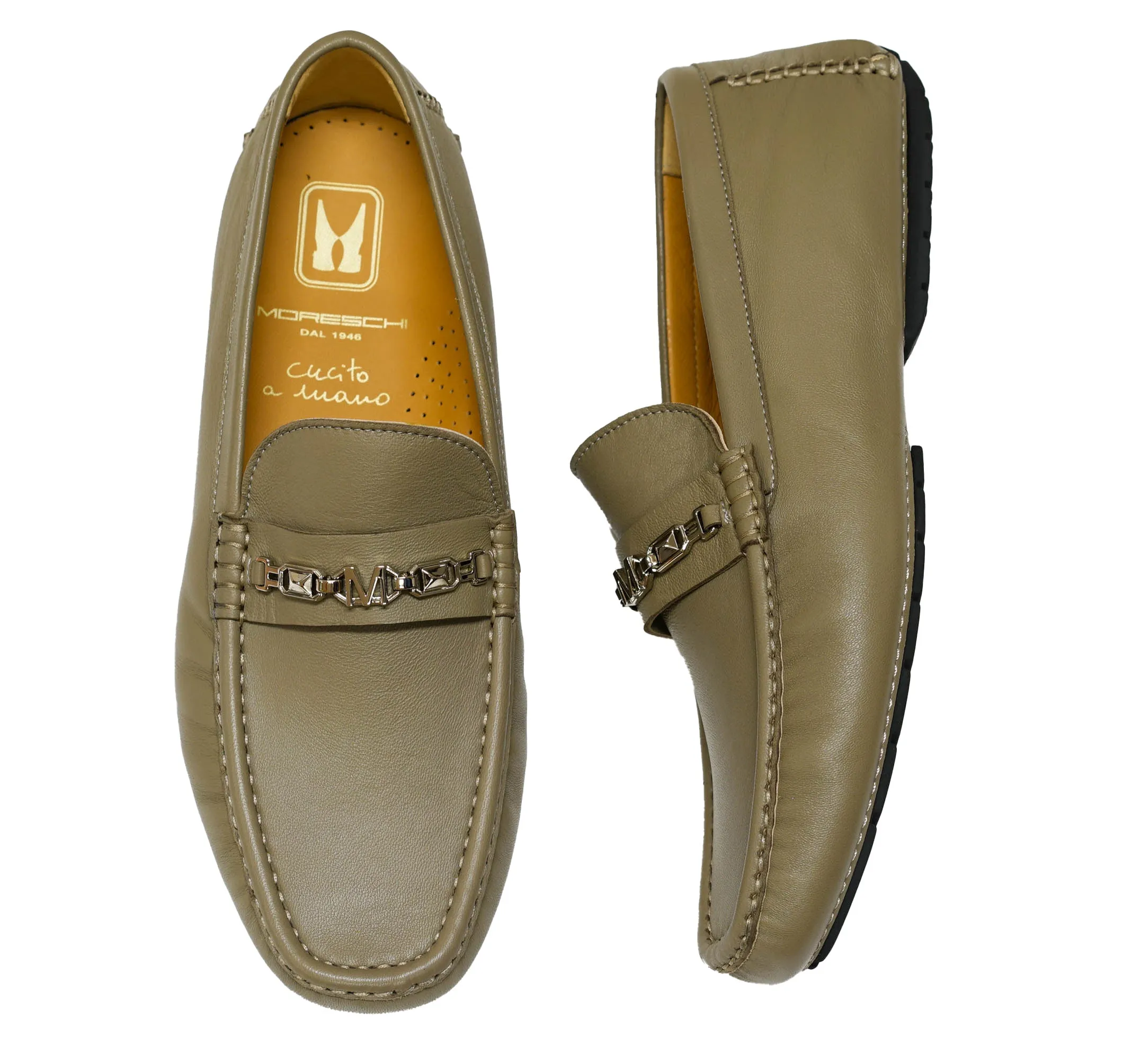 Moreschi Men's Mud Leather Chain Loafer 44398 30% off