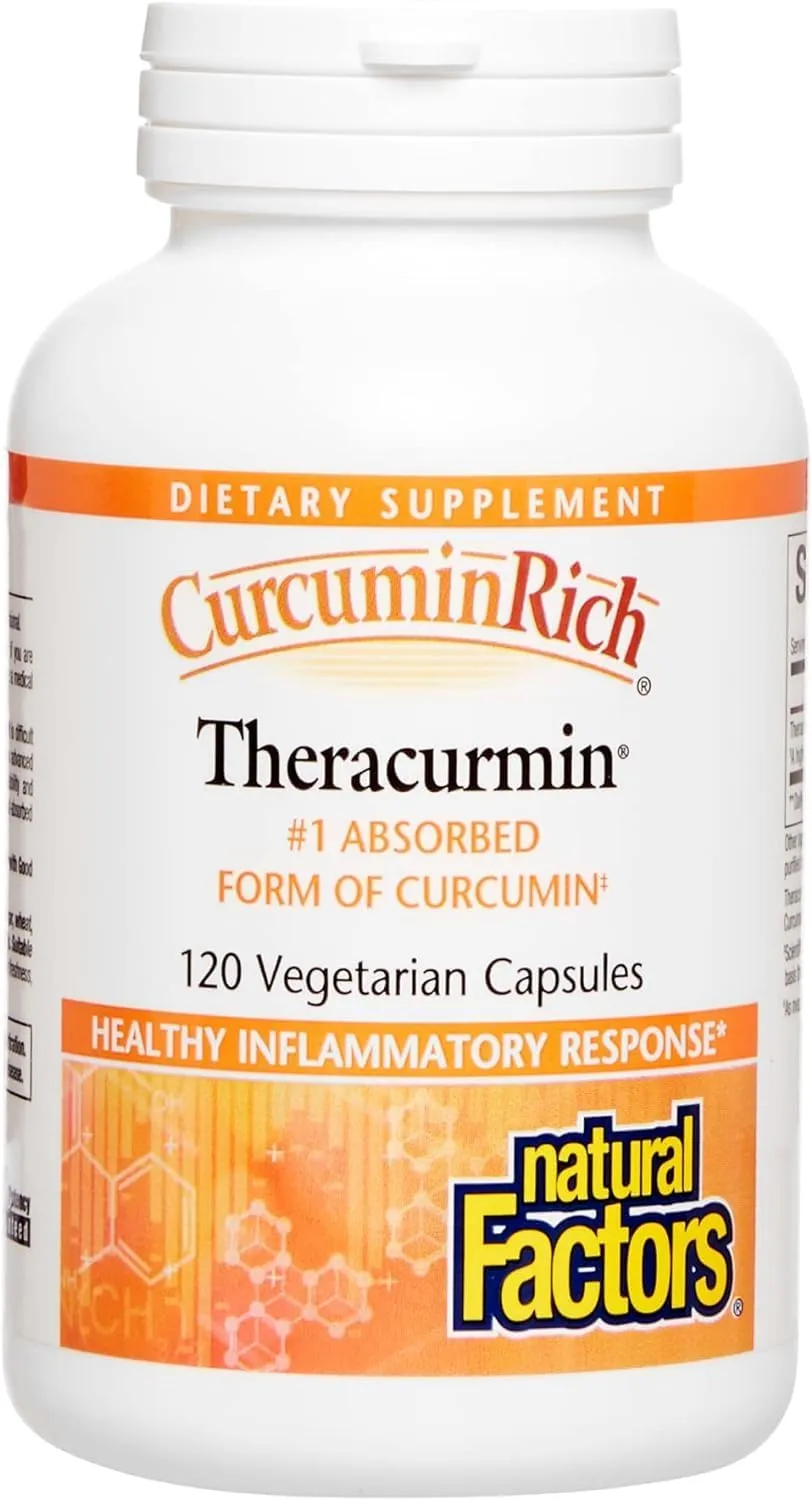 Natural Factors - CurcuminRich Theracurmin 30mg, Antioxidant Support for a Healthy Inflammatory Response, Comfortable Joints, a Healthy Heart, and Circulation, 120 Vegetarian Capsules