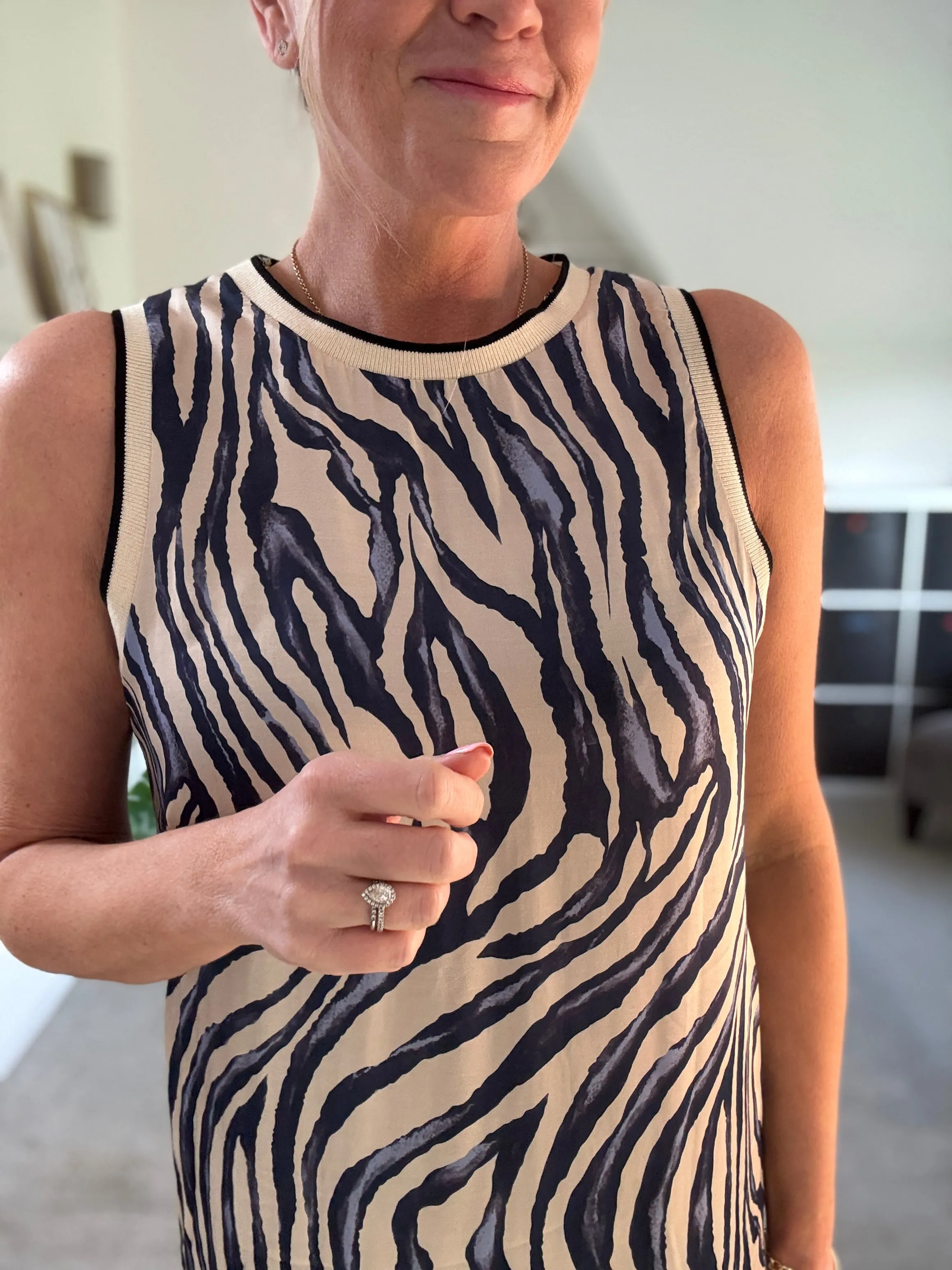 Navy Tropical Print Shift Dress